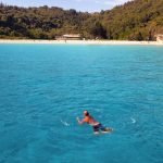 Antipaxos Voutoumi Strand schwimmen im kristallblauen Wasser